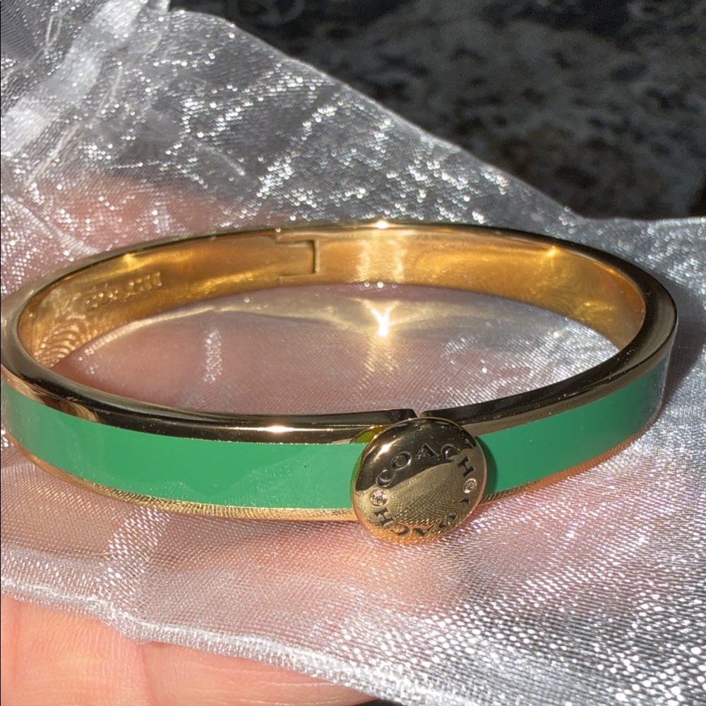 Coach Gold and Green Enamel Bracelet